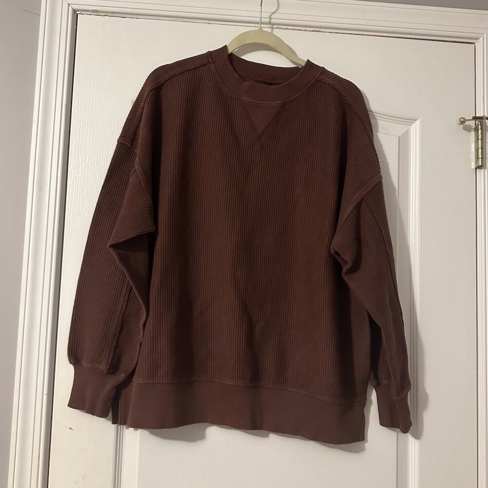 Aerie Big Chill Crew Ribbed Sweatshirt XS